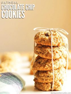 These are the BEST soft and chewy oatmeal chocolate chip cookies. Inspired by Quaker Oats, these cookies vanish before they barely cool!