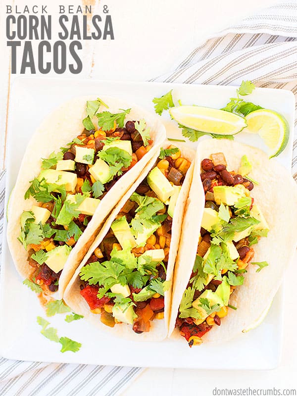 This recipe for black bean and corn salsa tacos is healthy, vegan, and SUPER easy to make. You may not go back to regular tacos after trying these. They're delicious!