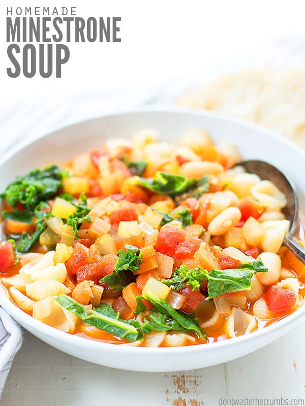 This easy minestrone soup is full of nutritious veggies, beans and pasta! Can also be made in the instant pot or slow cooker, saving time and money!