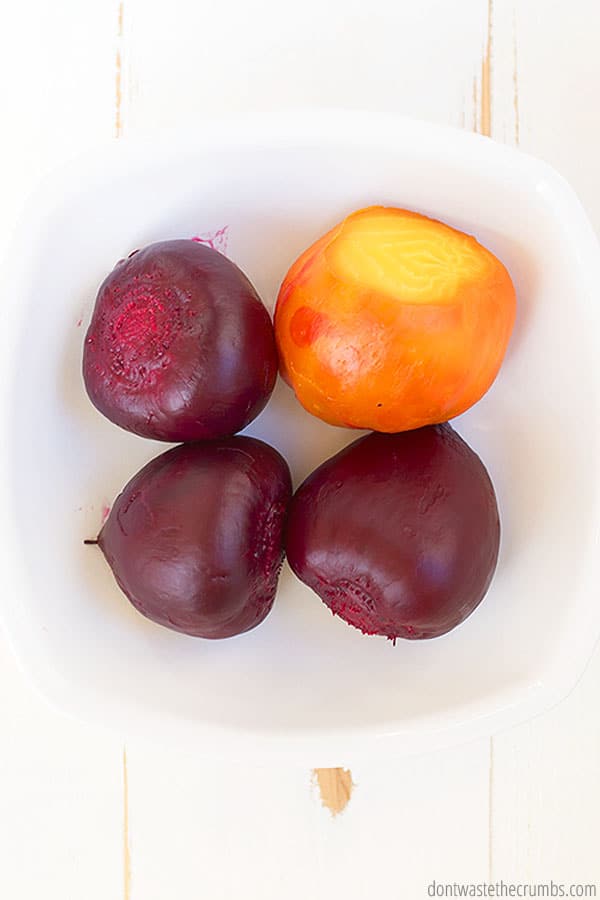 Beets are easiest to peel after roasting in foil, as the skins just come off making your time in the kitchen more efficient!