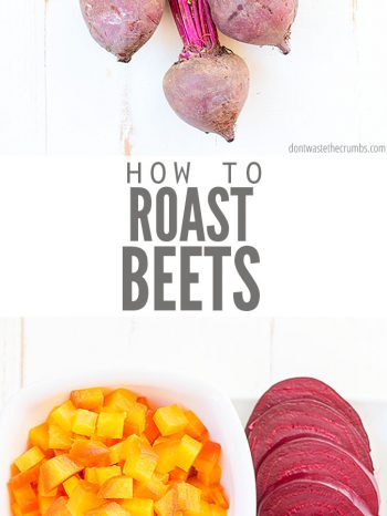 Learn How to Roast Beets with this simple and easy method. Packed with nutrition, beets are sweet and delicious in season, especially in my Roasted Vegetable Kale Salad recipe! #inseason #January #winterproduce #roastedbeets #howtoroastbeets #dontwastethecrumbs