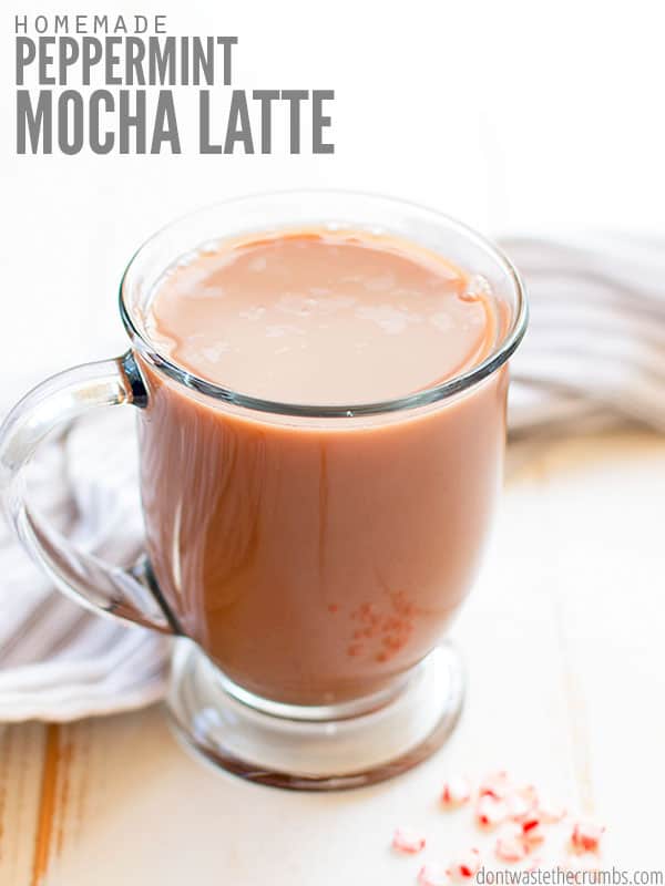 This homemade peppermint mocha latte is the PERFECT treat for the holiday season! Quick, easy, and ready to go in your kitchen.