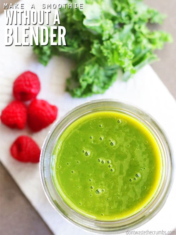 Learn how to make a smoothie without a blender with 3 ingredients and this simple tutorial. Perfect when your blender breaks or if you don't have one!