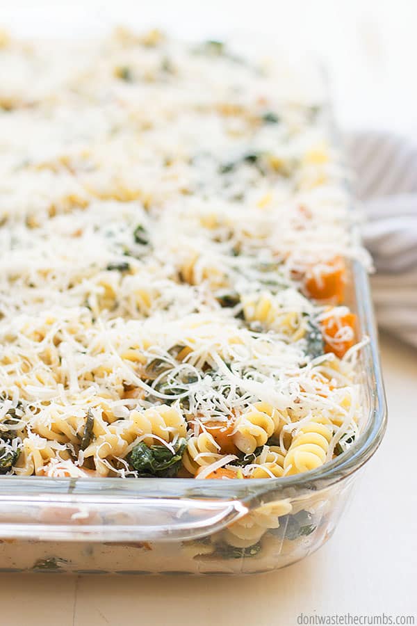 Parmesan. You had me at parmesan. Creamy Butternut Squash Pasta Bake is my family's new favorite casserole!