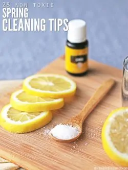Non-toxic spring cleaning tips to get your home sparkling clean (chemical-free)! Plus my favorite DIY natural products for the kitchen, bedroom, & bathroom!. :: DontWastetheCrumbs.com