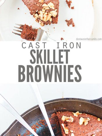 This easy recipe for Cast Iron Skillet Brownies is so chocolatey, delicious, and versatile! Cook it on the stove, in the oven, or over an open flame! Makes for the perfect dessert any time of the year! Serve with a dollop of homemade whipped cream or my homemade vanilla bean ice cream!