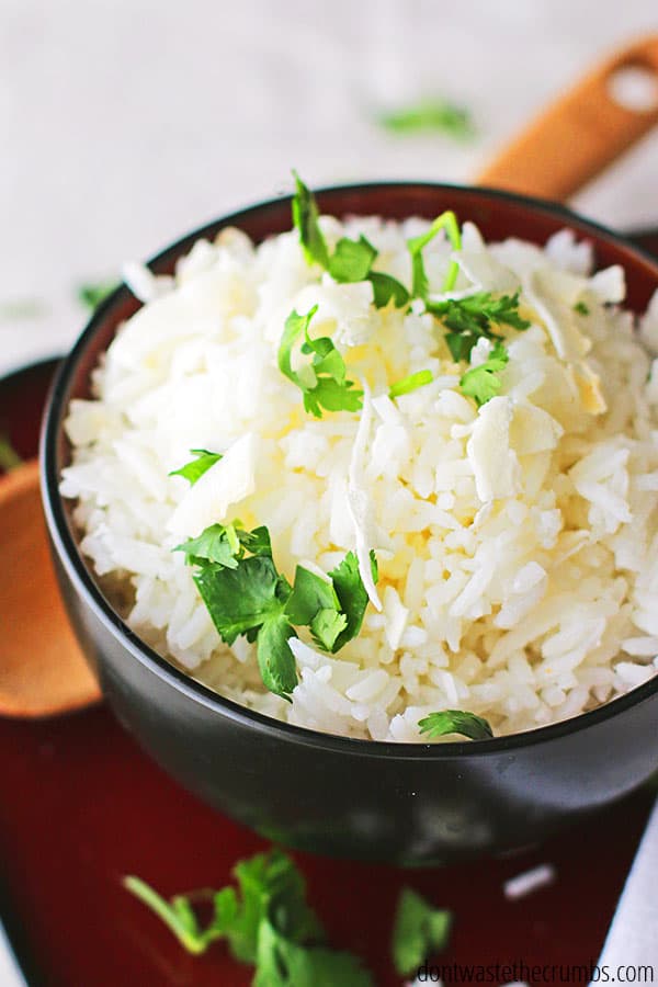 This coconut rice recipe uses pantry staples and real food ingredients, making this an easy side dish for many varieties of main meals!