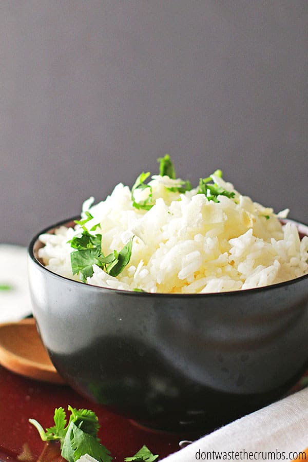 I use creamy coconut milk instead of water to make this wonderful coconut rice. I like to add flaked coconut too, for even more coconut flavor.