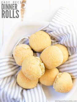 These quick and easy dinner rolls come out super soft and fluffy. Made with 5 simple ingredients, they are healthy and always freezer-friendly.