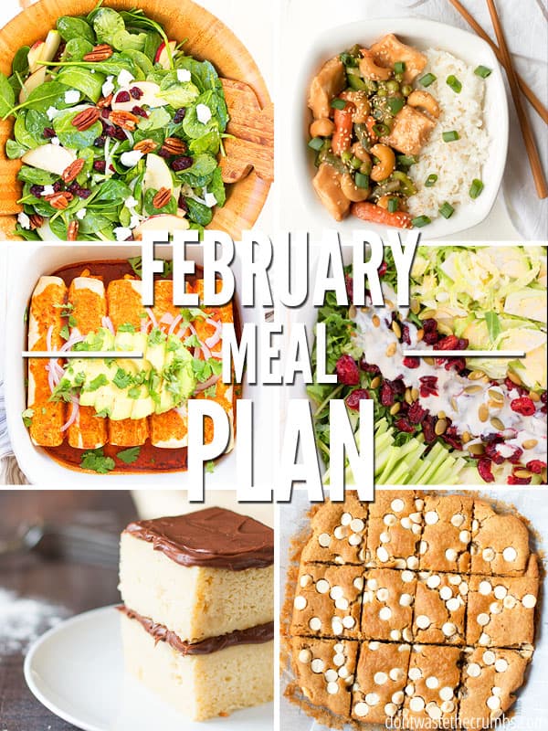 These winter dinner ideas for February will help you feed your family real food meals for a whole month! Save money and eat good food with this one month meal plan. :: DontWastetheCrumbs.com