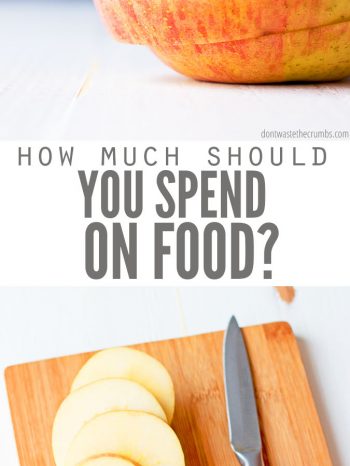 By asking yourself 'How much should I spend on food?' and following this guide to determine your real food budget, you'll save on groceries per month! For more in-depth training on how to eat real food on a budget to save big while eating healthy, join my Grocery Budget Bootcamp.
