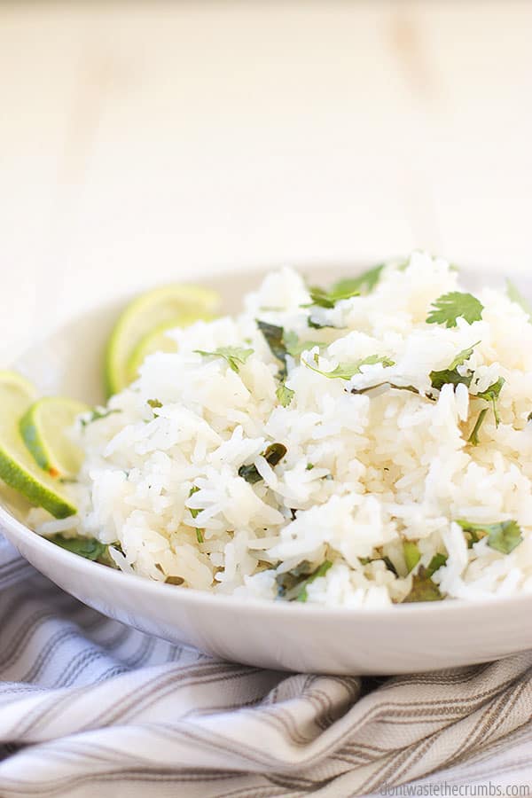 You can easily double or triple this cilantro lime rice recipe in the Instant Pot, without changing the cook time! It's a great option to freeze leftovers in individual zip-sealed bags!