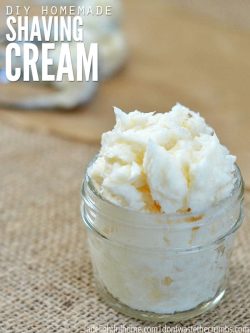 Easy tutorial for homemade shaving cream for men or women. This DIY natural shaving cream recipe lathers the skin & has no toxins or harmful ingredients! :: DontWastetheCrumbs.com