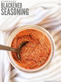 This easy-to-make Homemade Blackened Seasoning Recipe is perfect for chicken, fish, pork or vegetables! A spicy and savory blend made with pantry spices. Enjoy with our delicious Blackened Salmon and Easy Oven Roasted Broccoli!