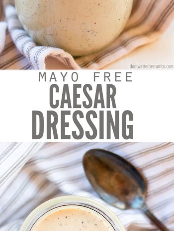 This flavorful, quick and easy No-Mayo Caesar Salad Dressing is made with healthy probiotics, and can be made dairy-free.