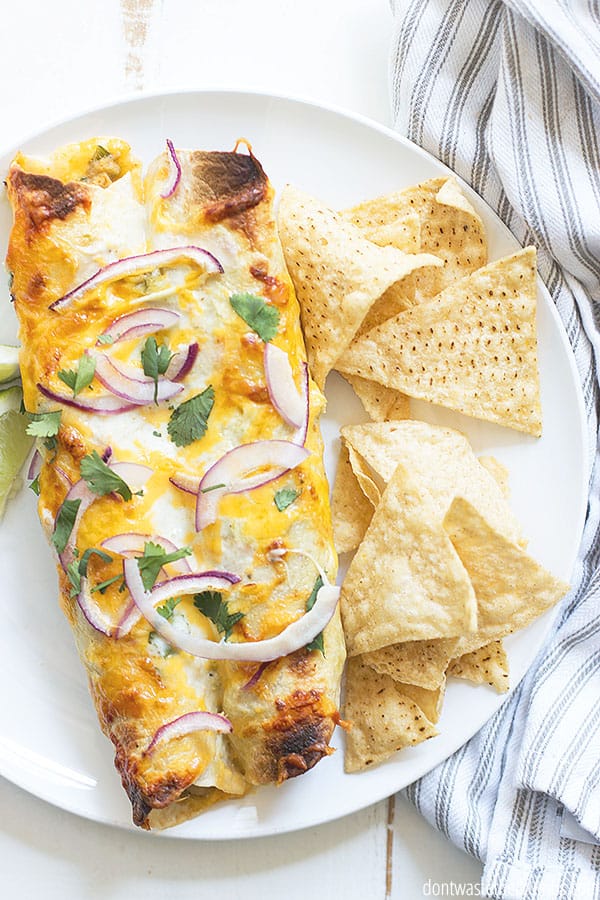 This chicken and spinach chicken enchiladas recipe can be made with either homemade corn tortillas or homemade flour tortillas. Either works and is delicious!