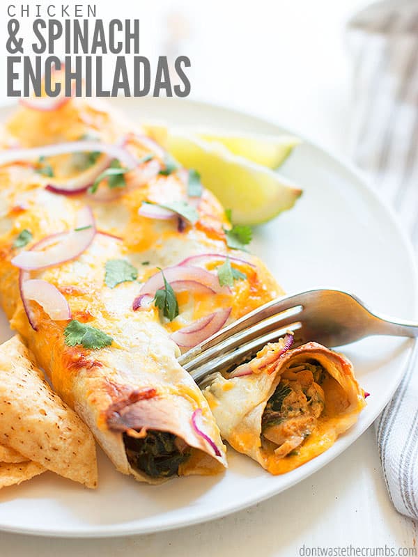 Looking for a fast & easy weeknight meal? How about one that's healthy, freezer-friendly and even great for company? Look no further. These chicken and spinach enchiladas with creamy salsa verde sauce are exactly what you've been searching for!