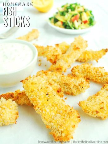 This homemade fish sticks recipe is easy to make and so much healthier than store-bought! Great for kids, you can bake from frozen in the oven or air fryer!