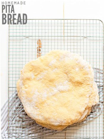 Homemade pita bread recipe made with 6 simple ingredients, no water to heat, one rise, & no shaping technique required. Great for Greek food or sandwiches!
