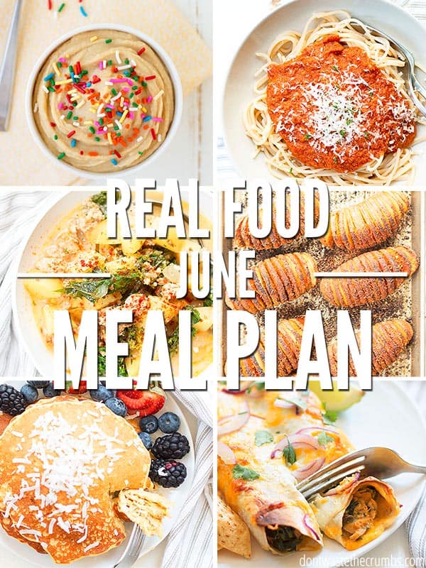 Try these easy summery dinner ideas on your next meal plan! This four week meal plan for June will help simplify your weeknight dinners and make cooking easy!  :: Dontwastethecrumbs.com