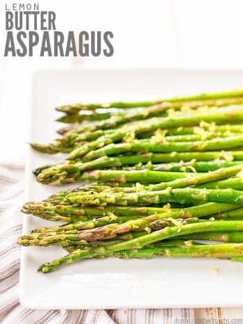 Try this quick and easy recipe for Lemon Butter Asparagus. It's versatile enough to enjoy fresh all Spring with just about any meal imaginable! Pair with our Blackened Salmon for a delicious and healthy supper! ::dontwastethecrumbs.com
