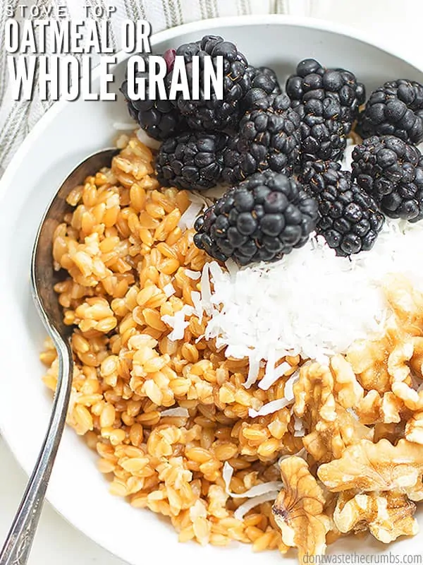 Making oatmeal or porridge is simple with this easy recipe! I use rolled oats and water, plus a few other optional ingredients.