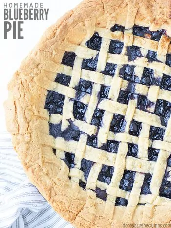 A versatile & easy blueberry pie that works with any kind of berry you have on hand - fresh or frozen! Made with delicious homemade pie crust. :: DontWastetheCrumbs.com