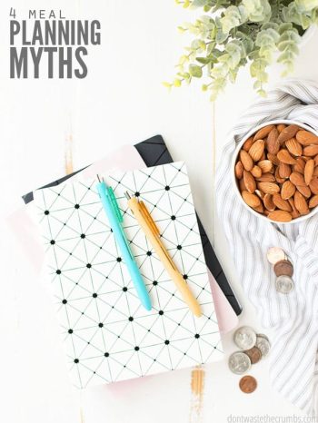 Meal planning can be a real struggle, but maybe we make it harder than it needs to be! Learn some common myths about meal planning, and how you can get back on track! :: DontWastetheCrumbs.com