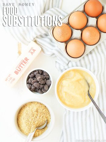 Here are the top 25+ Healthy and Easy Food Substitutions that will save you money on groceries, time, and space in your pantry! :: DontWastetheCrumbs.com