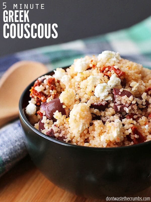 Healthy, simple, easy & delicious five minute Greek couscous, will wow your taste buds. An amazingly simple recipe that packs a ton of flavor!