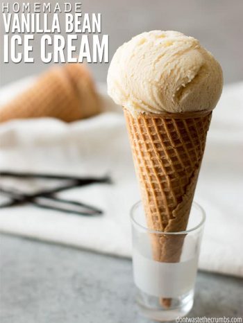 Try this easy recipe for homemade vanilla bean ice cream! With vanilla beans and homemade vanilla extract, this ice cream is much healthier than store-bought! :: DontWastetheCrumbs.com