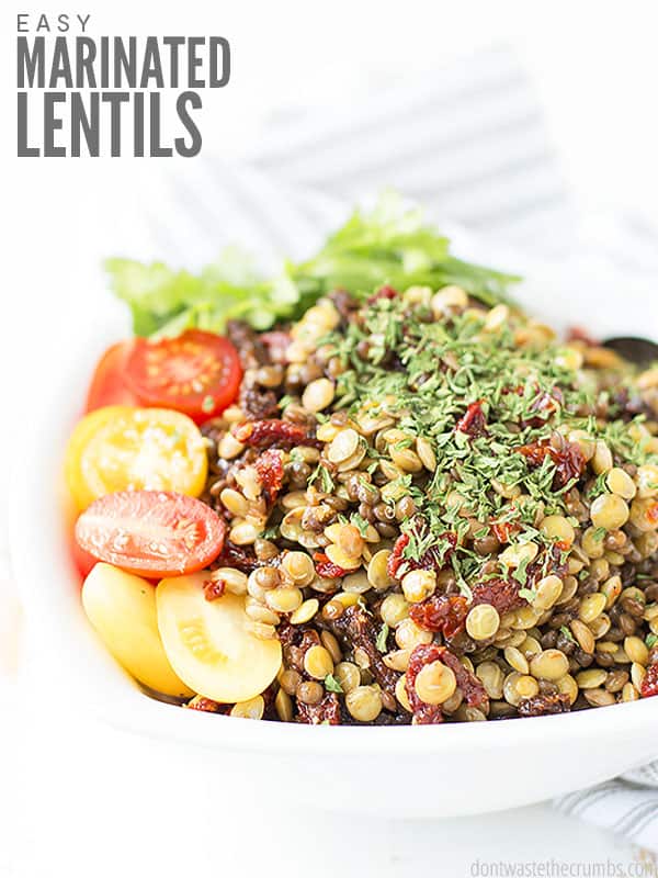 The best recipe for marinated lentils - a perfect side dish to go with Greek or Mediterranean food!