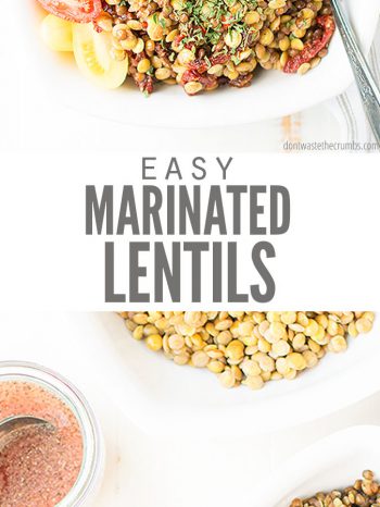 Easy vegan recipe for marinated lentil salad with sun dried tomatoes - a perfect side dish! Can use brown or green lentils made in the Instant pot or stove!