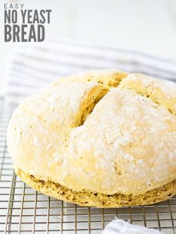 Learn how to make this easy homemade no yeast bread recipe. You only need 5 simple ingredients and the flour of your choice! :: DontWastetheCrumbs.com