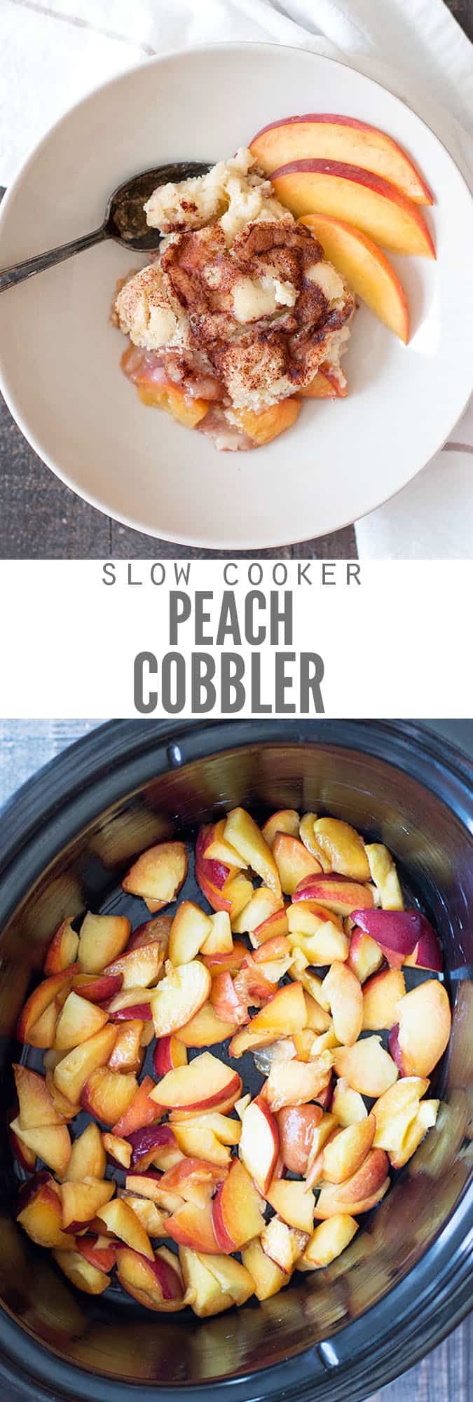Slow Cooker Peach Cobbler | Healthy Peach Cobbler Dump Cake