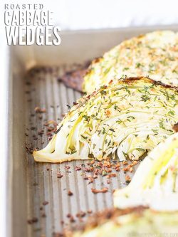 Easy & versatile recipe for roasted cabbage wedges - a perfect side! Can be made with ranch seasoning, bacon, balsamic vinegar, or even lemon garlic butter. :: DontWastetheCrumbs.com
