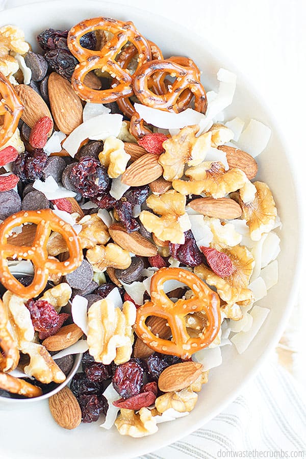 This healthy high protein trail mix recipe is great for taking on trips or to have on hand as a snack.