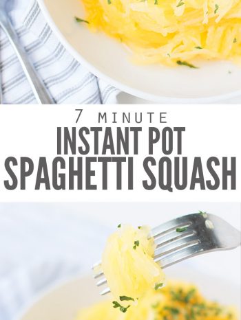 Learn How to Cook Spaghetti Squash fast without oil in the Instant Pot. Plus tips on how to cut a whole spaghetti squash and healthy recipes ideas too! Serve alone, or as a side dish with my Almond Crusted Baked Chicken.  