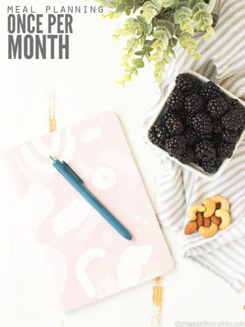 5 awesome tips for how to meal plan once a month! I share the method I use for monthly meal planning as well as other tips to make meal planning easy!