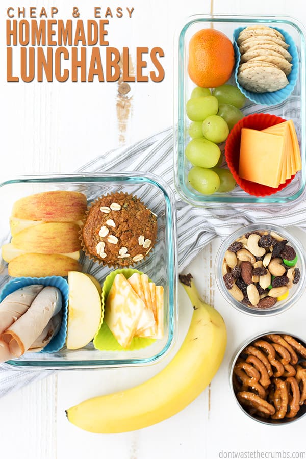 Ditch the processed boxes and make healthy homemade lunchables instead. They cost less than $1 and contain nothing but 100% real food! :: Don'tWastetheCrumbs.com