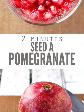 Learn how to cut and seed a pomegranate with this simple step by step tutorial. This method is quick, easy, and saves you a ton of money! Enjoy pomegranate seeds (also called arils) as snacks, in healthy homemade lunchables, or in recipes like this simple and delicious Autumn Rice Pilaf.