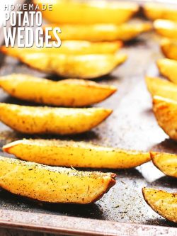 These are the best Roasted Potato Wedges you'll ever taste! A super easy, frugal and healthy recipe that comes perfectly roasted and crispy every time!