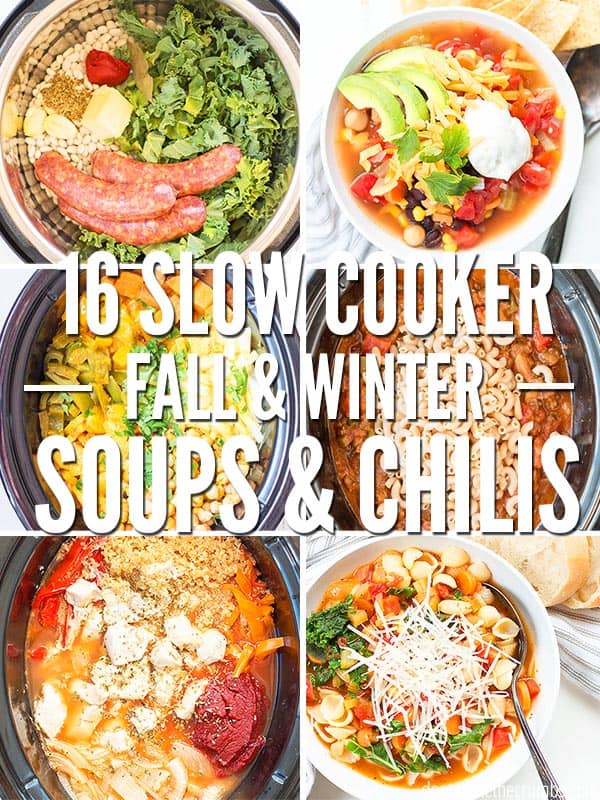 16+ easy & delicious slow cooker soups and chilis, using real food ingredients. Frugal & versatile recipes - perfect for chilly nights! ::dontwastethecrumbs.com