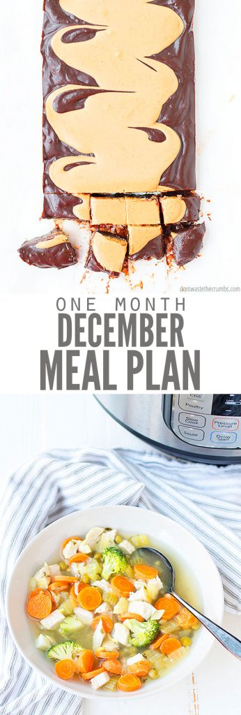 Here's your Healthy Winter Meal Plan for December! Feed your family real food on a budget AND eat seasonal produce with this complete four week meal plan.