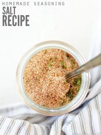 This Homemade Seasoning Salt is the best seasoned salt blend to add to all of your favorite recipes! Natural, frugal, quick & easy, it’s much better than using Lawry’s. Try in your favorite soups, casseroles and roasted veggie recipes!