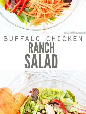 My all-time favorite, Buffalo Chicken Salad, has 6 different veggies + healthy protein. It’s quick & easy, versatile, and so delicious! Even the kids love it! Serve with my easy dinner rolls, or my no knead overnight artisan bread.