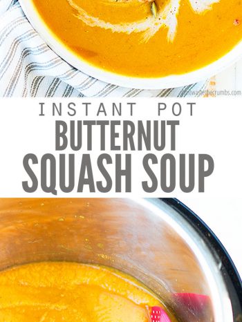 This Instant Pot Butternut Squash Soup is SO quick & easy and irresistibly savory. Vegan friendly and versatile, use frozen or fresh veggies. Pairs perfectly with a slice of my no-knead overnight artisan bread or enjoy with a fresh fall salad.