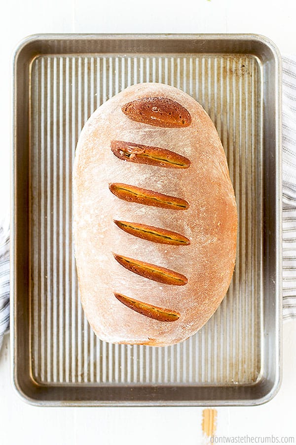 Homemade French bread on a pan and it just came out of the oven!