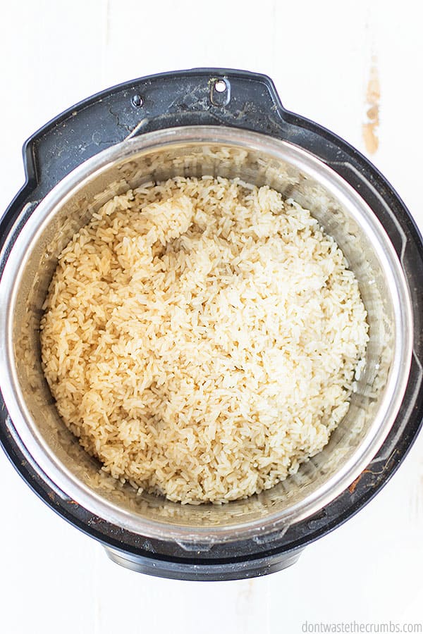 Cooked parboiled rice in an Instant Pot