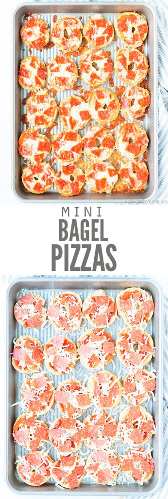 These Homemade Pizza Bagel Bites are super easy to make & taste much better than store-bought! Made with just 5 simple ingredients. They're perfect for snacks, or as a main meal paired with a Kale Caesar Salad!